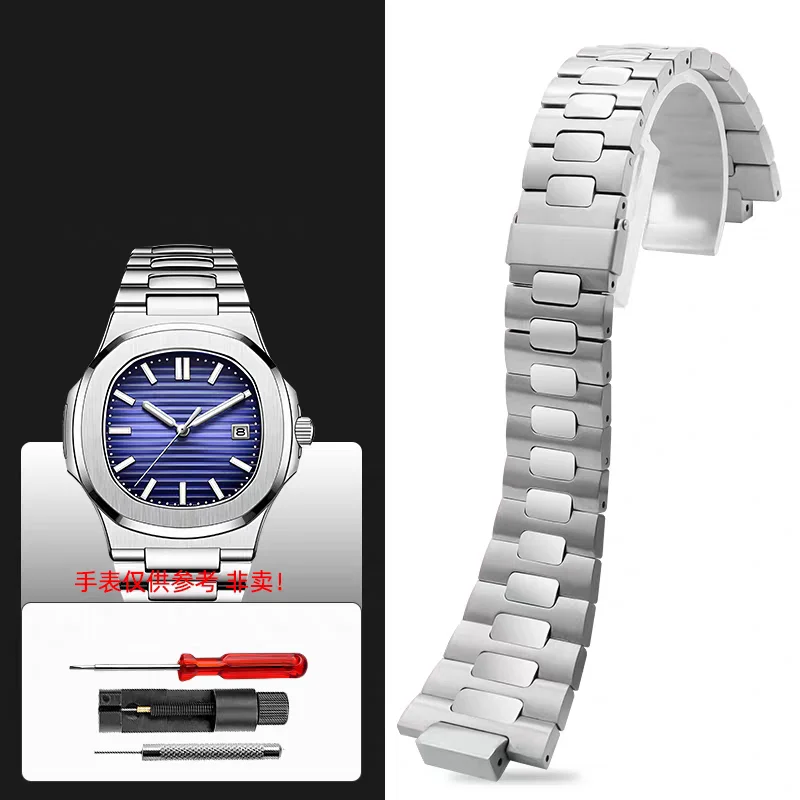 25x13mm Solid Stainless Steel Bracelet 316L Watch Strap For Patek Philippe Nautilus 5711/5712/1A010/5726 Silver Rose Metal Band