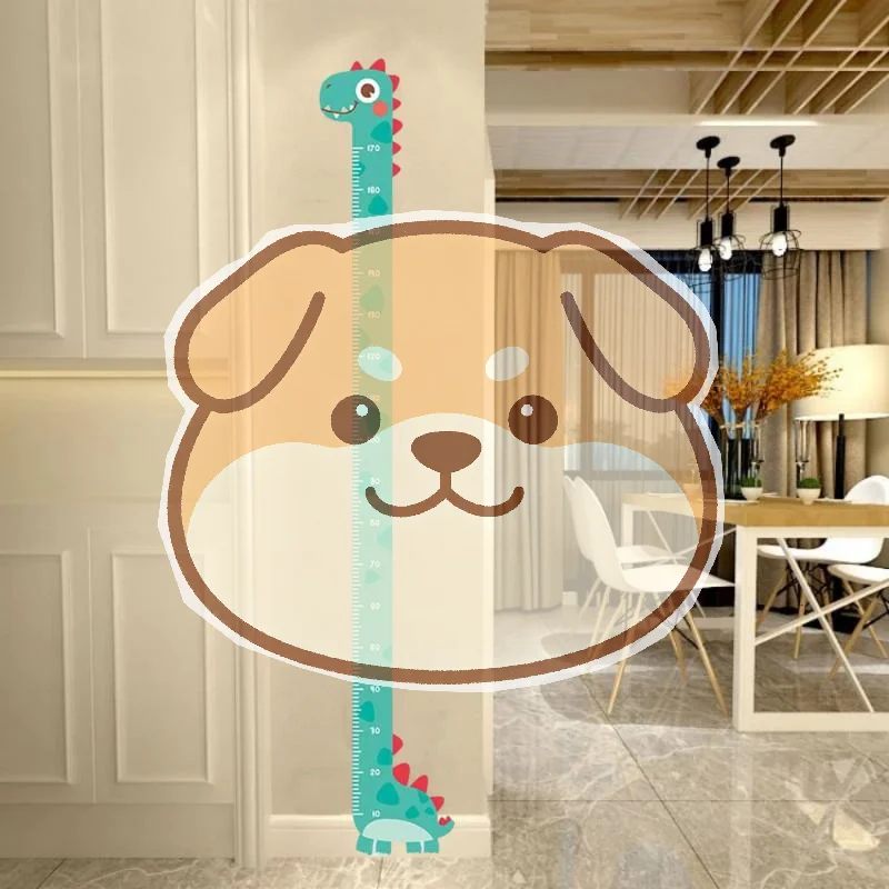 Cute Cartoon Dinosaur Giraffe Growth Chart Wall Ruler Stickers Removable No Damage for Kids Bedroom Wall Decor