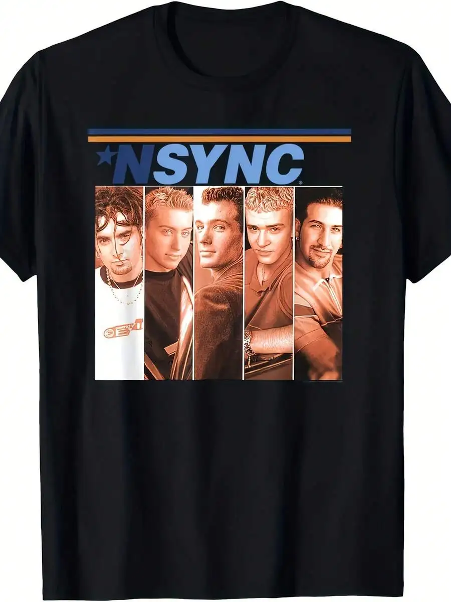Official NSYNC Debut Album Cover T-Shirt - Men's Vintage Band Style, Featuring Four Member Names And