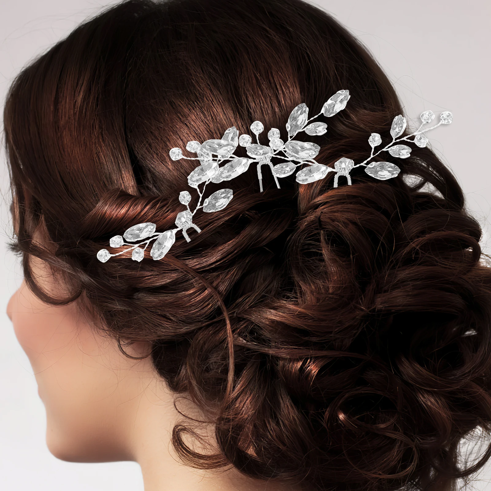 

3 Pcs Rhinestone Bridal Hairpins Wedding Hair Accessories Non Fading Lightweight Hair Forks for Bridesmaid Prom