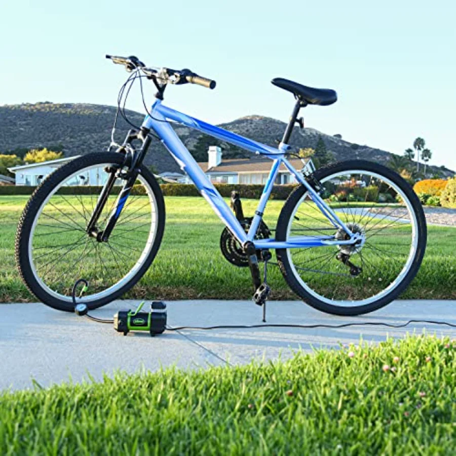 منفاخ إطارات Pro Power Compact محمول للسيارة والشاحنات الخفيفة ضاغط هواء مع مقياس قرص تناظري 100 رطل لكل بوصة مربعة طويل Ex #3