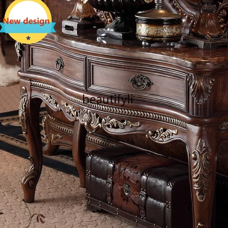 Hot sales  European solid wood porch table marble American porch cabinet case table living room foyer solid wood customization