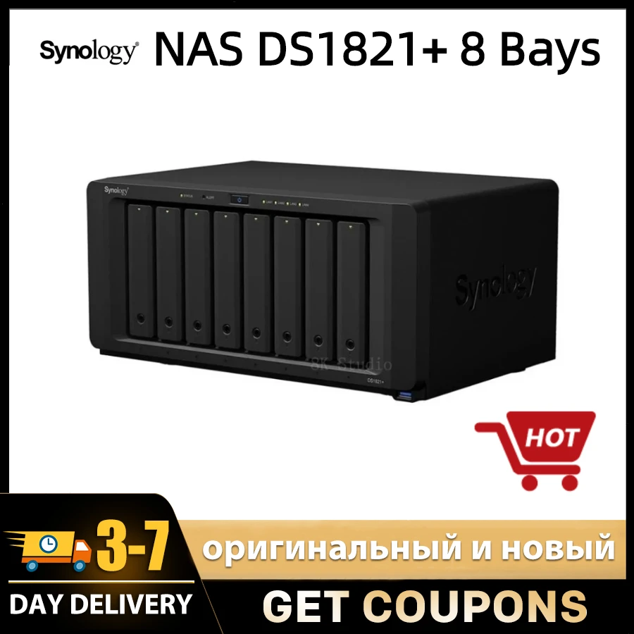 Synology NAS DS1821+ 8 Bays 4G Quad-core 2.2 GHz Diskless 10GbE Support Cloud Network Storage Server