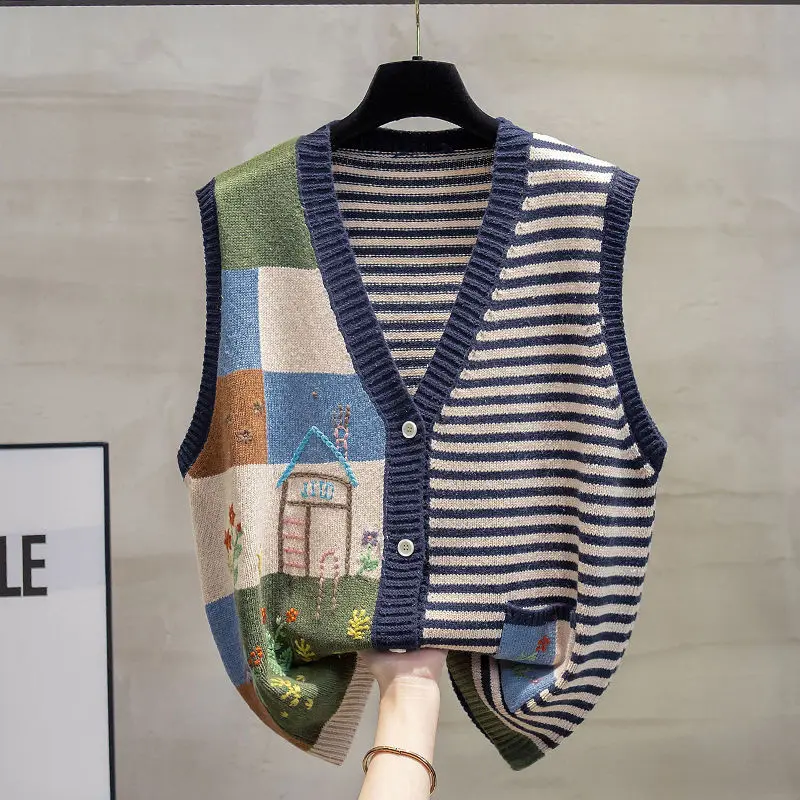

Knitted Vest Women's Fashionable Spring and Autumn New 2026 Korean Casual Sweater Age Reducing Outerwear Sleeveless Cardigan