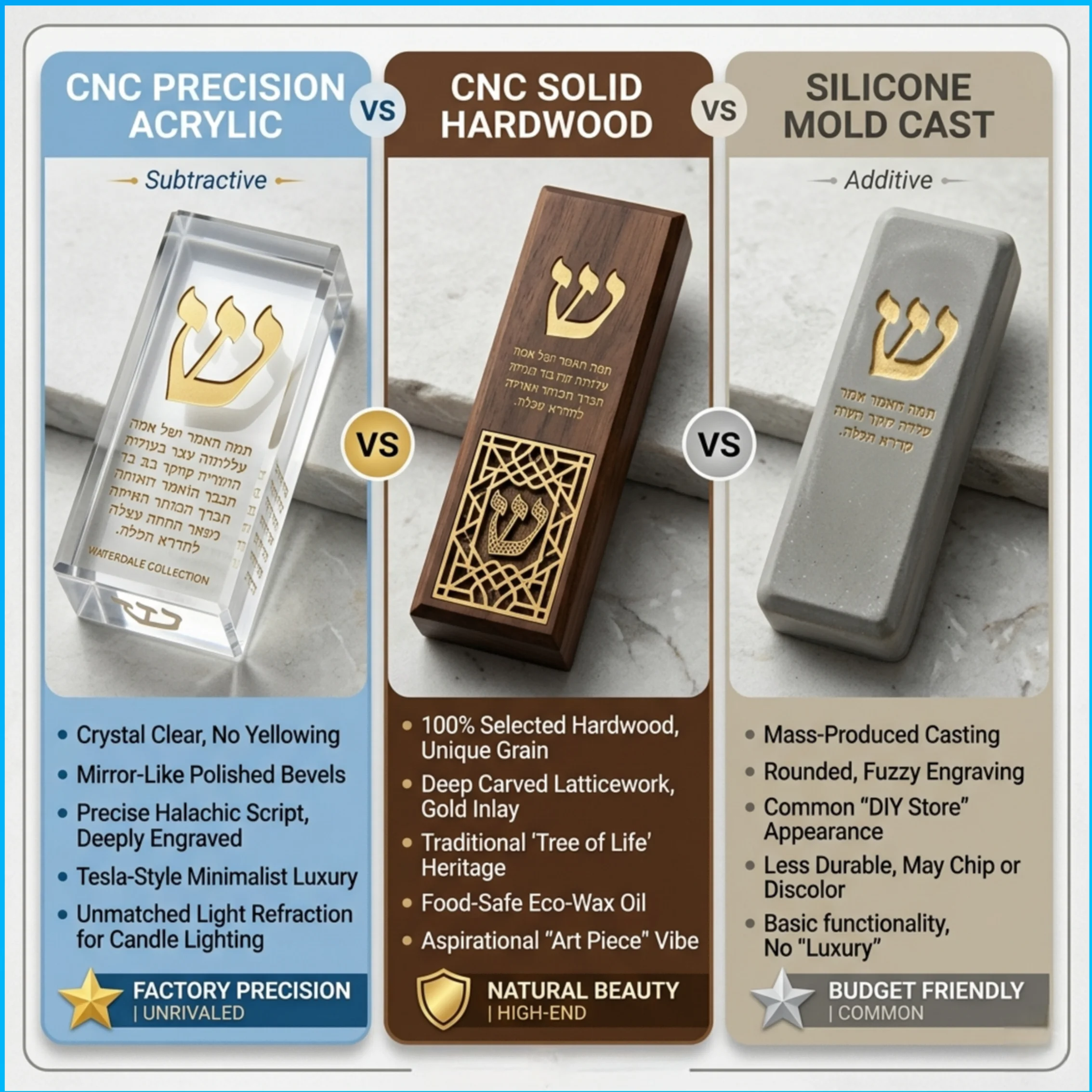 Minimalist CNC Machined Tzedakah Box - Custom Walnut & Gold Carved Judaica Service - Professional CNC Manufacturer MOQ 1pc image 4