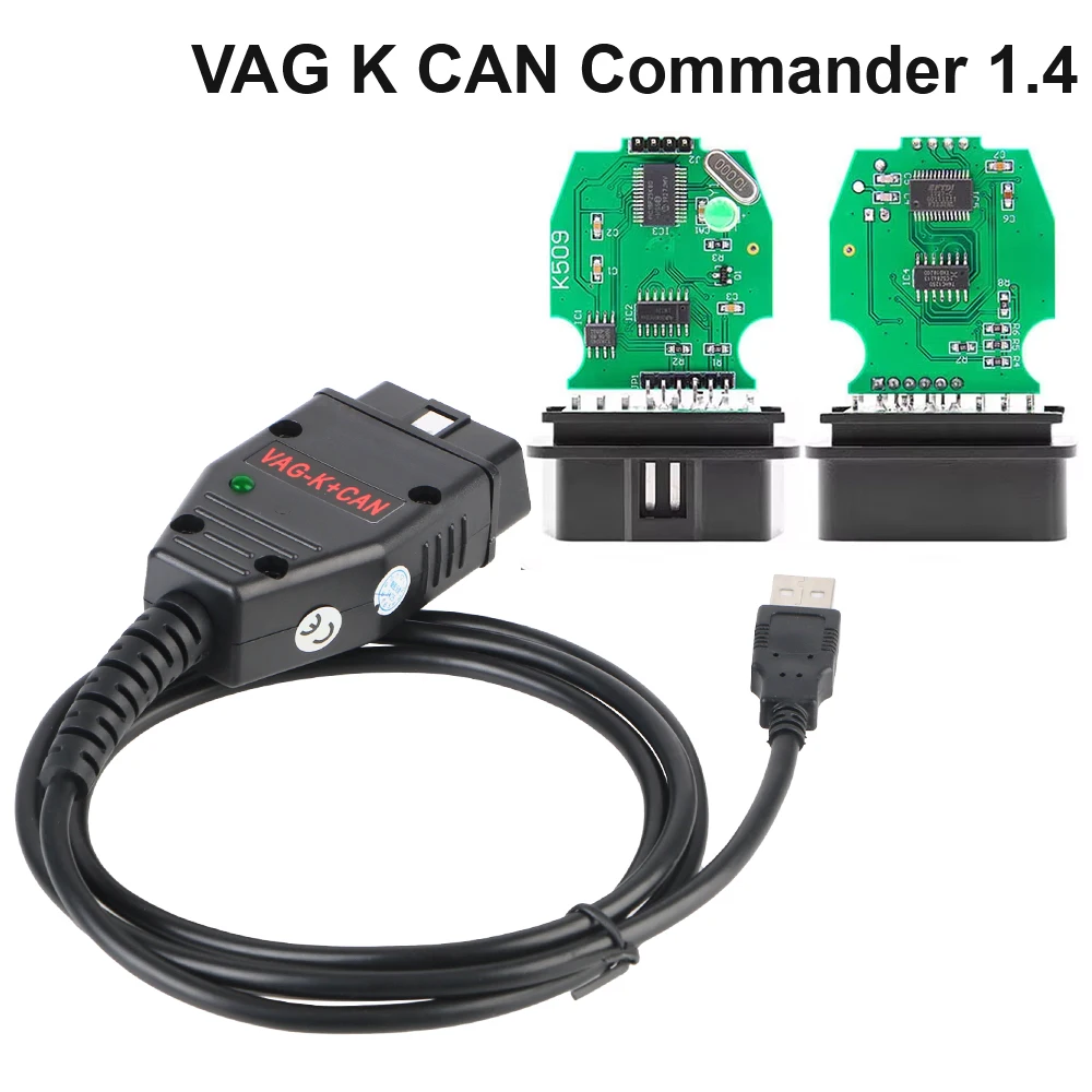 Commander 1.4 Car Accessories VAG K+CAN OBDII Scanner for VW/AUDI OBD2 Diagnostic Tools With FT232RL PIC18F25K80 Chip cable