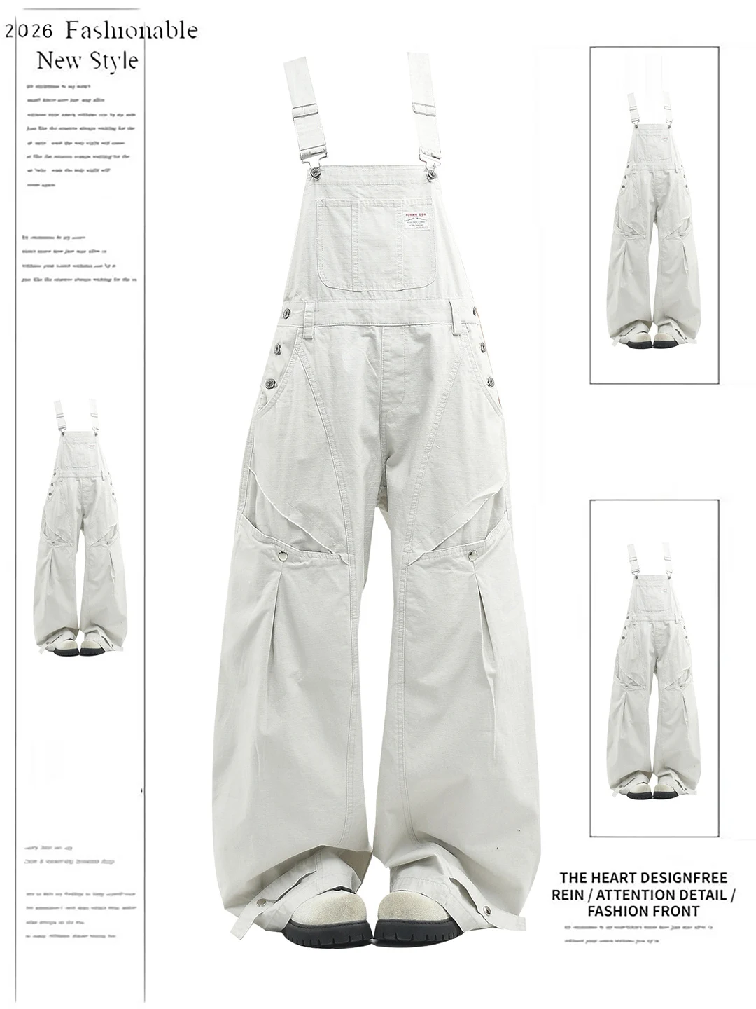 

American Retro Street Washed Large Pocket Workwear Overalls Women Summer Loose Lazy Slimming Long Pants High Waist Wide Leg J...