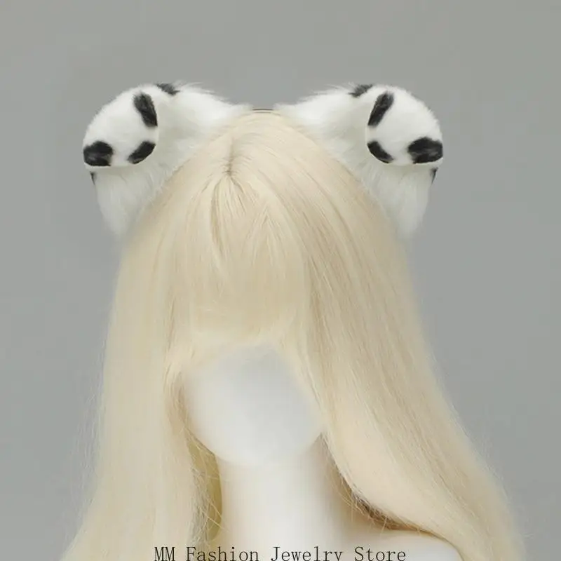 D0UB ぬいぐるみ動物ヘアバンド フロッピー子犬耳付き 快適な伸縮性のあるデザインテーマコスチュームアクセサリー 女性と女の子用