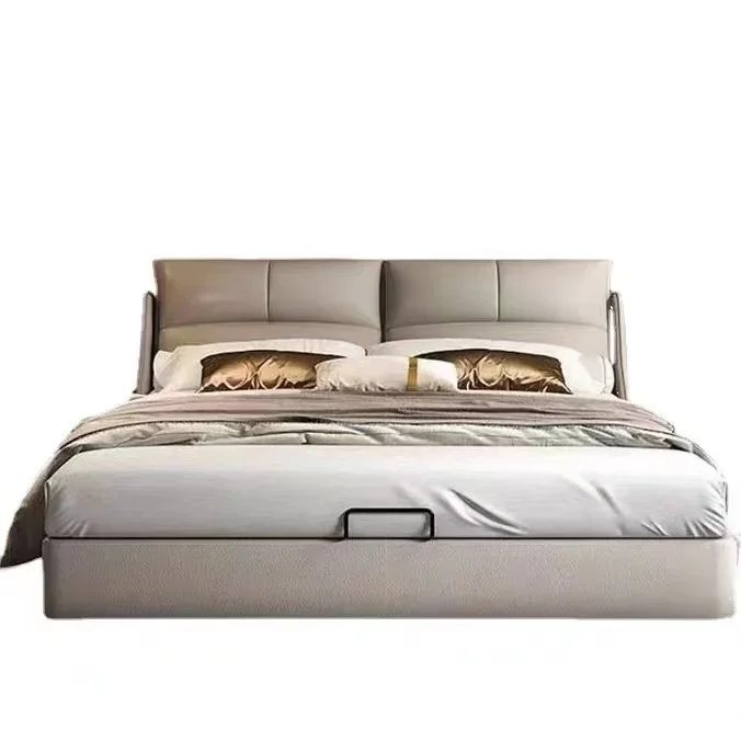 سرير مزدوج بطول 1.8 متر، غرفة نوم رئيسية إيطالية بسيطة وحديثة للمشاهير على الإنترنت #1