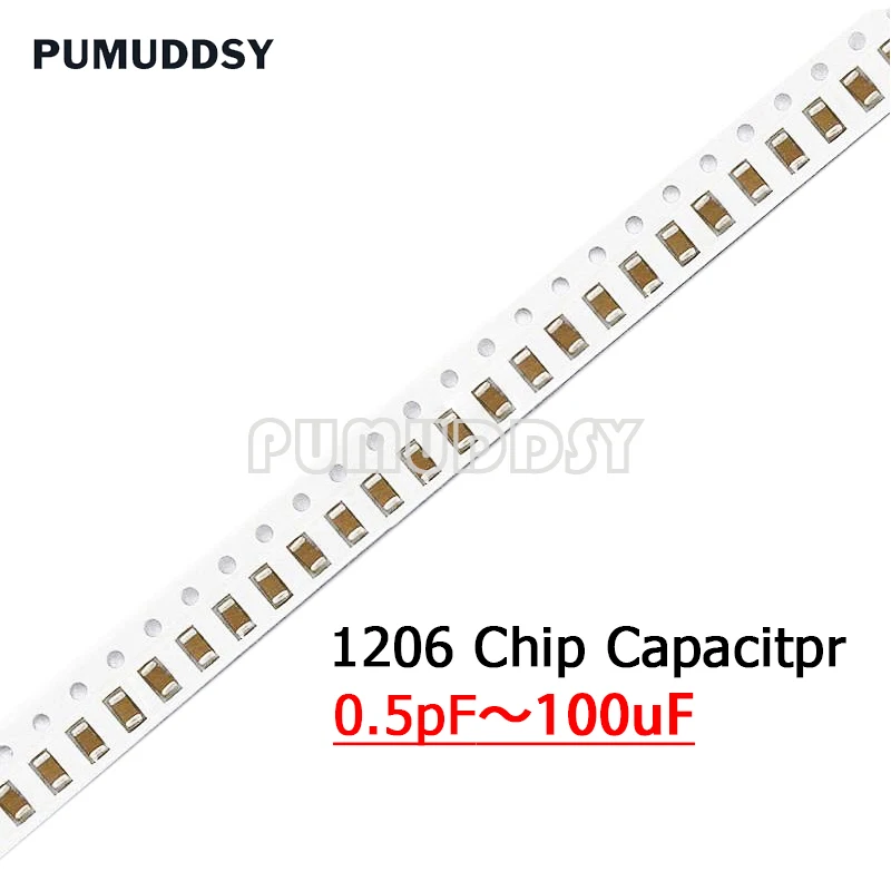 

100PCS 1206 Smd Chip Multilayer Ceramic Capacitor 0.5pf - 100uf 10pf 100pf 1nf 10nf 15nf 100nf 0.1uf 1uf 2.2uf 4.7uf 10uf 47uf