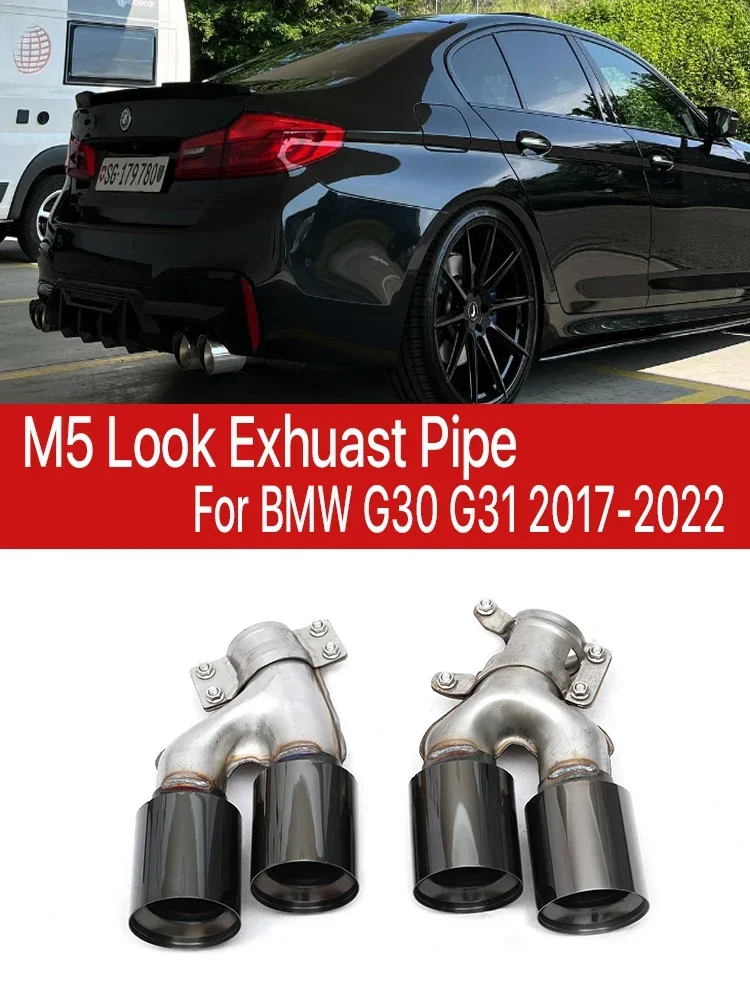 M5 Car Tail Rear Bumper Diffuser Exhaust Pipe Outlet Black Silver 530 540 Muffler Tips Cover For BMW 5 Series G30 G31 2017-2023