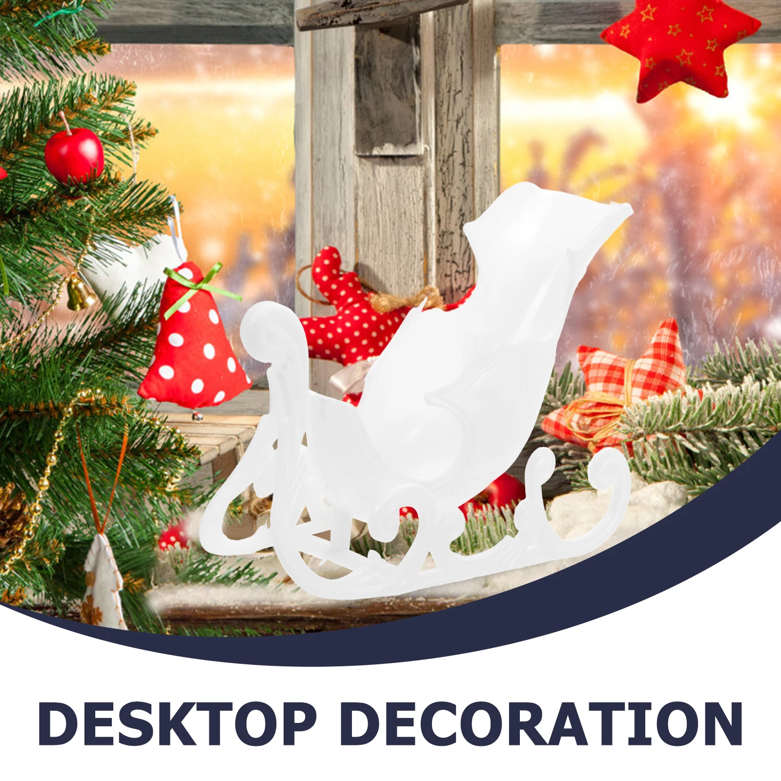 

Desktop Christmas Sleigh Decor Mini Sled Ornament for Xmas Tree Hanging Party Photo Prop Holiday Theme Decoration