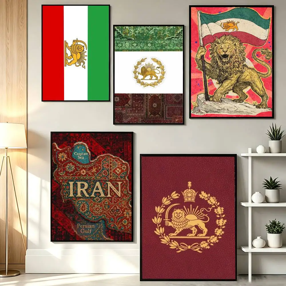 L-Lion and Sun Flag Poster HD Self Adhesive Waterproof Wall Art Ideal for Home Office Dorm Gift