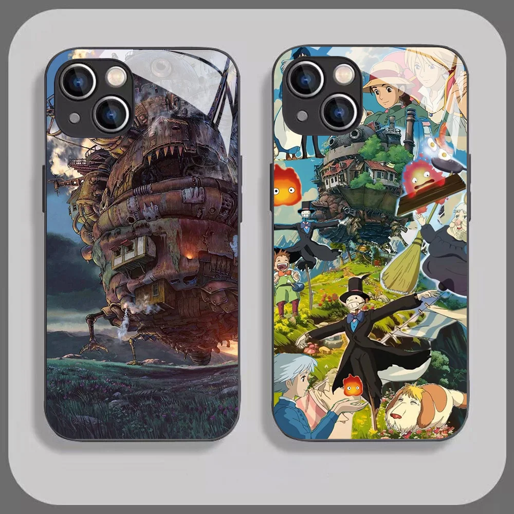 Funda de teléfono Howl's Movings Castles para Samsung Galaxy S26 S25 S24 S23 S22 S21 S20 Edge Ultra Plus FE 4G 5G, parte trasera de silicona y vidrio