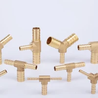 4 5 6 8 10 12 14 16mm manguera de conexión igual Barb Tee 3 vías conector de instalación de tuberías de latón adaptador de acoplador divisor agua Gas aceite