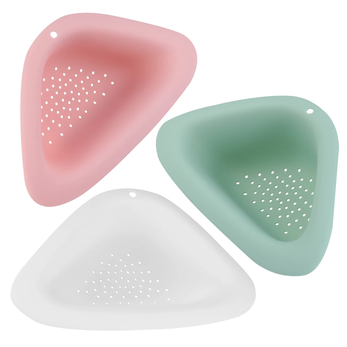 

3 Pcs Triangle Fruit Vegetable Drainer Basket Kitchen Colander Safe PP Plastic Water Filtering Storing Washing Home