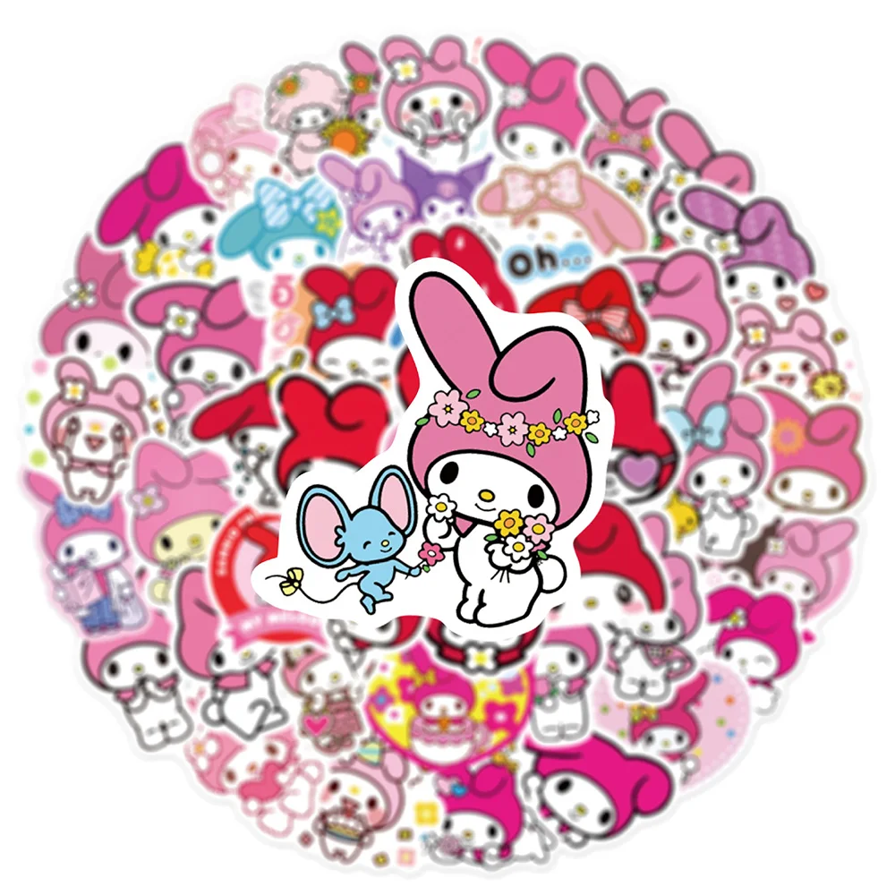 สติกเกอร์การ์ตูน My Melody น่ารัก10/30/50ชิ้นสติกเกอร์อนิเมะสำหรับเด็กผู้หญิงน่ารักของเล่นกระบอกน้ำโทรศัพท์ DIY สติกเกอร์อนิเมะ Sanrio