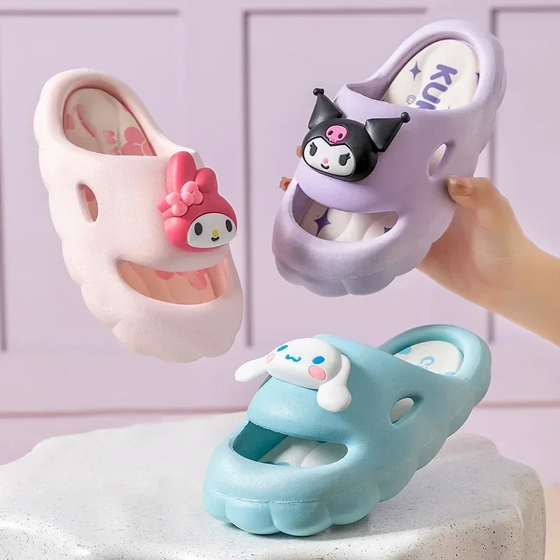 

Sanrio Cinnamoroll Kids Sandals kawaii Kuromi My Melody Cartoon Slippers Non-slip Home Bathroom Sandals Parent-child Outdoor