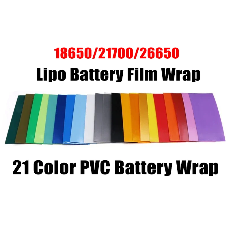 18650/26650/21700 PVC Heat Shrink Tube Battery FilmTape Precut Shrinkable Sleeve Tubing Protect Pipe Cover for Batteries Wrap