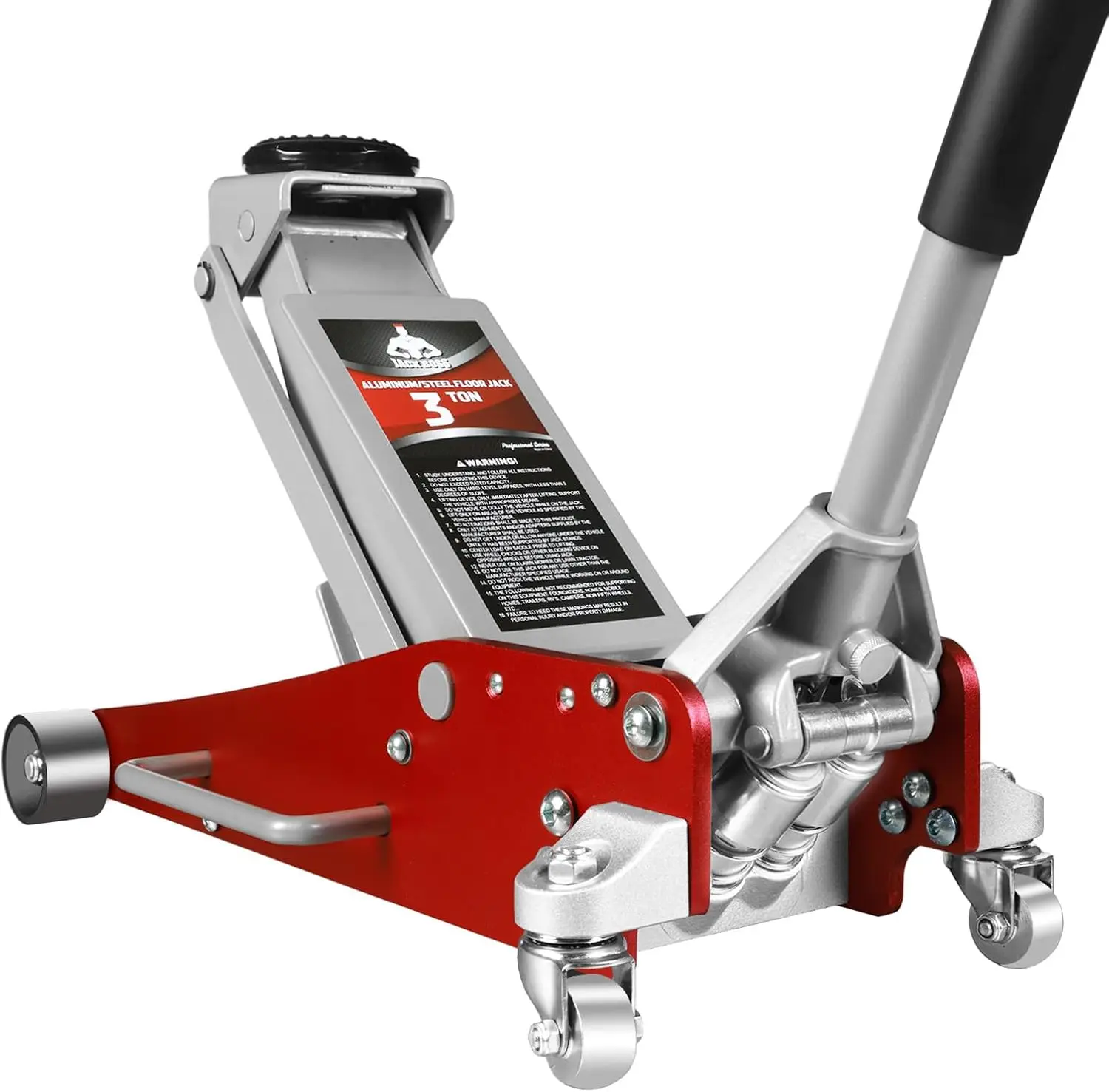 

3 Ton Low Profile Aluminum Steel Racing Floor Jack with Dual Pistons Quick Lift for SUV, Lifting Range 3-15/16" to 18-5/16", Red