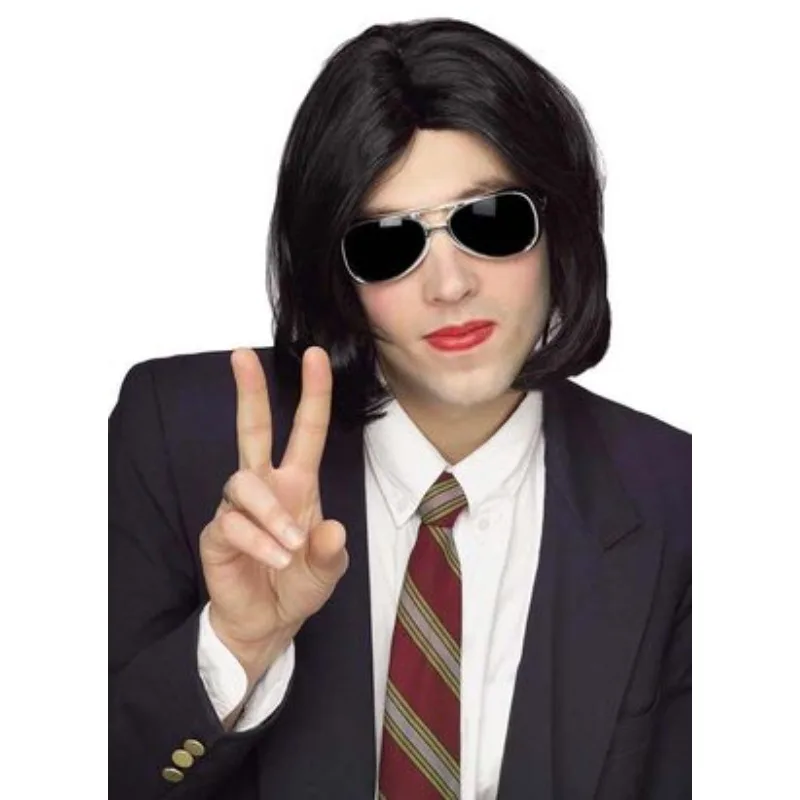 Michael Jackson Cosplay Wig Or Glasses MJ Short Black Synthetic Wig Hair Halloween Cosplay Wigs Accessories Prop