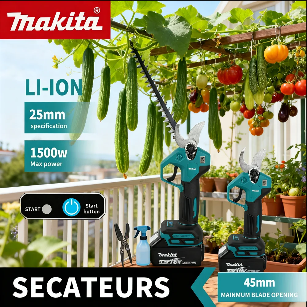 

100% New Original Makita 18V 6.0Ah battery Electric pruning shears lithium shears brushless motors garden pruning tools
