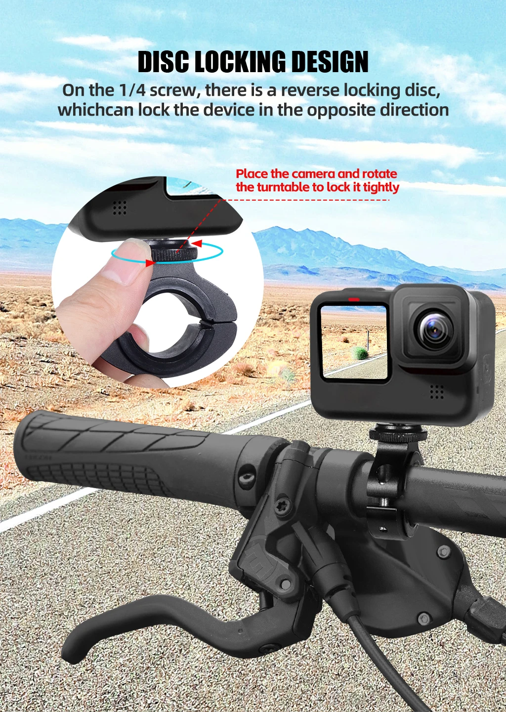 Motorrad Fahrrad Lenker Halterung 1/4 Schraube für GoPro Hero 13 12 für Insta 360 DJI Action Kamera Radfahren Stativ Kugelkopf Adapter – Detail 2