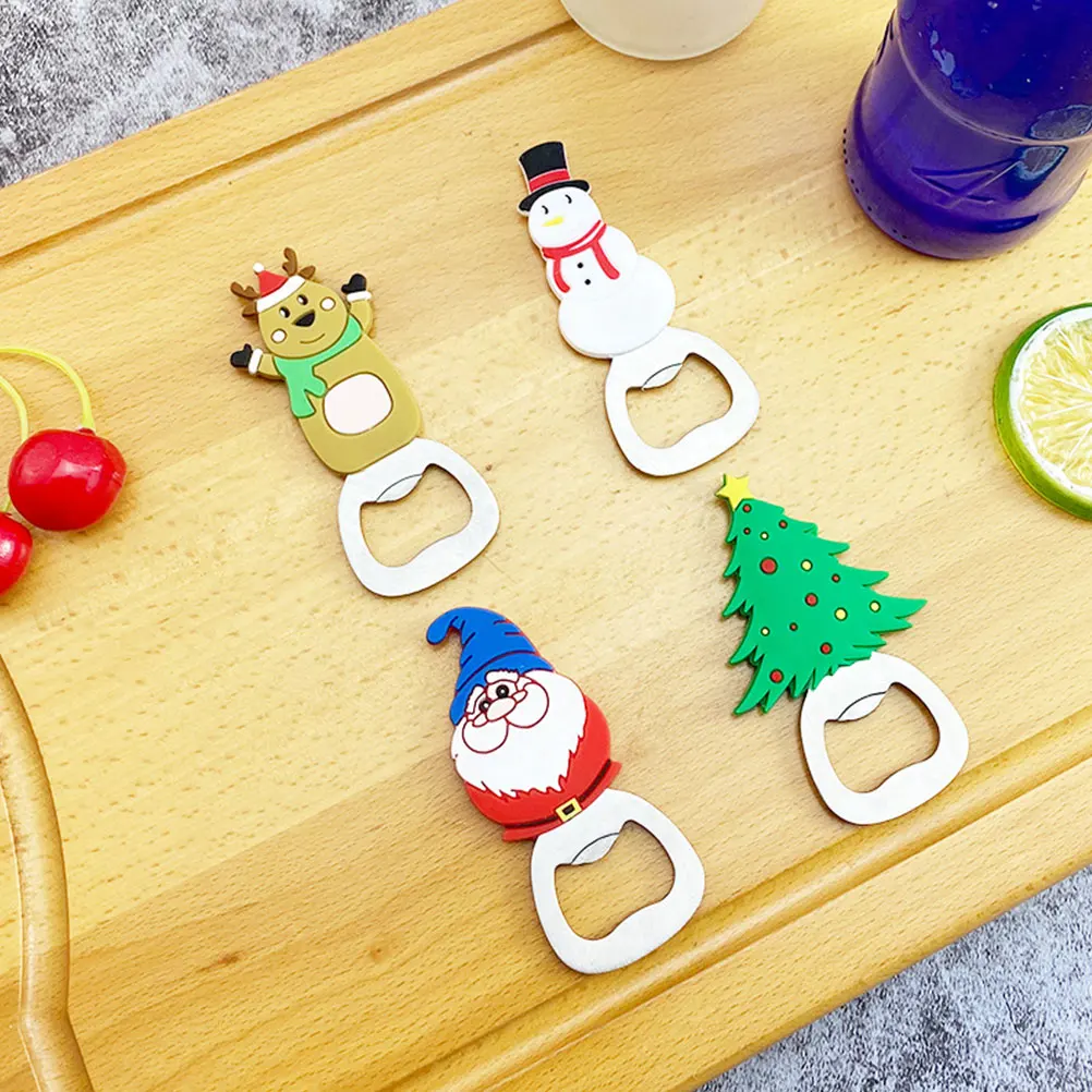 

5pcs Cartoon Beer Openers Christmas Themed Bottle Opener Portable Kitchen Tool Party Gifts Stainless Steel Practical Design