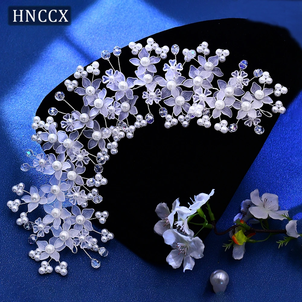 

HNCCX Silver Color Bride Hair Band Pearl Wedding Headband Elegant Women Wreath Hair Jewelry Prom Women Flower Hairband CP734