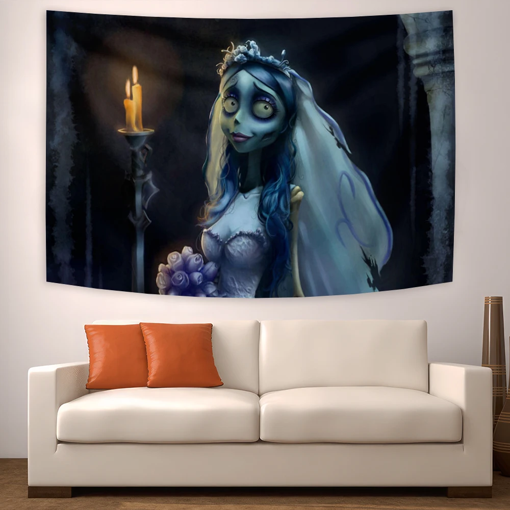 90x150cm Corpse Brides Movie Tapestry Wall Hanging Art Home Decor Bohemia Dormitory Wall Hanging