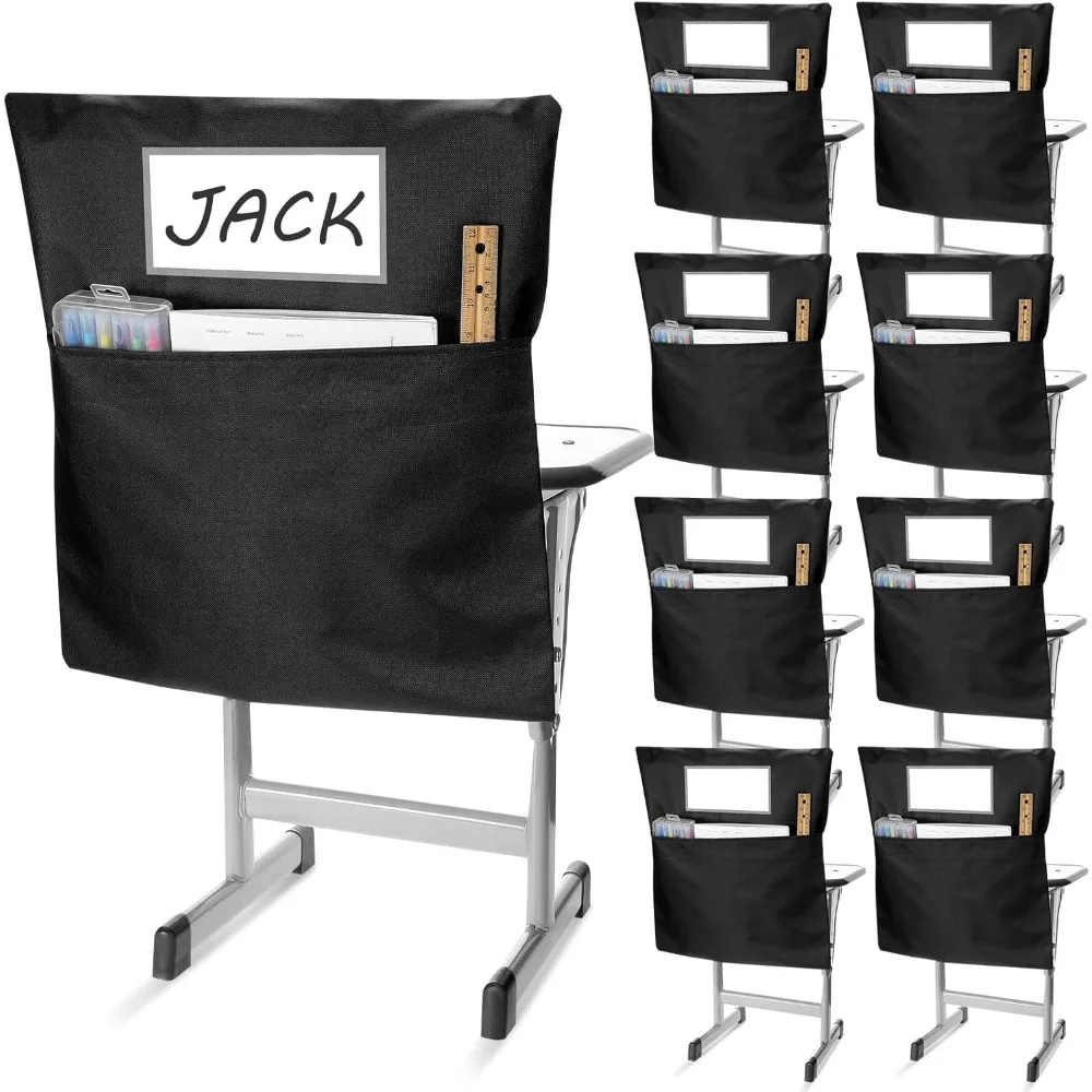 

48 Pcs Chair Storage Pockets Student Chairs Pockets for Classroom with Name Tags School Chairs Bags Seat Pockets Chair Organizer