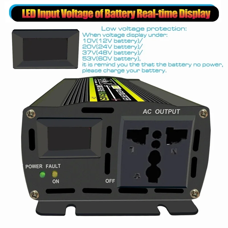 6000W Pure Sine Wave Inverter DC 60V To AC 220V Socket Transformer Power Converter Solar Inverter For Car Home Outdoor