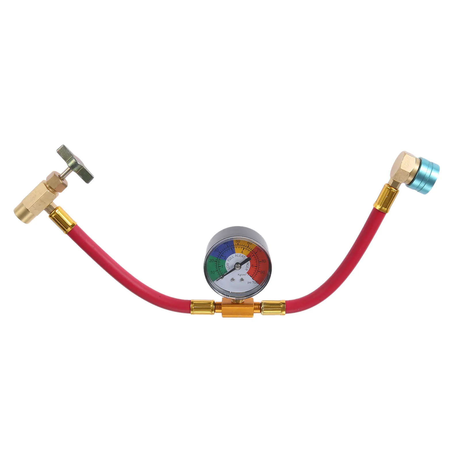 R1234YF Refrigerant Recharge Hose Kit W/ Pressure Gauge Can Opener Tap Dispensing Valve Low Side Quick Coupler Air-conditioning