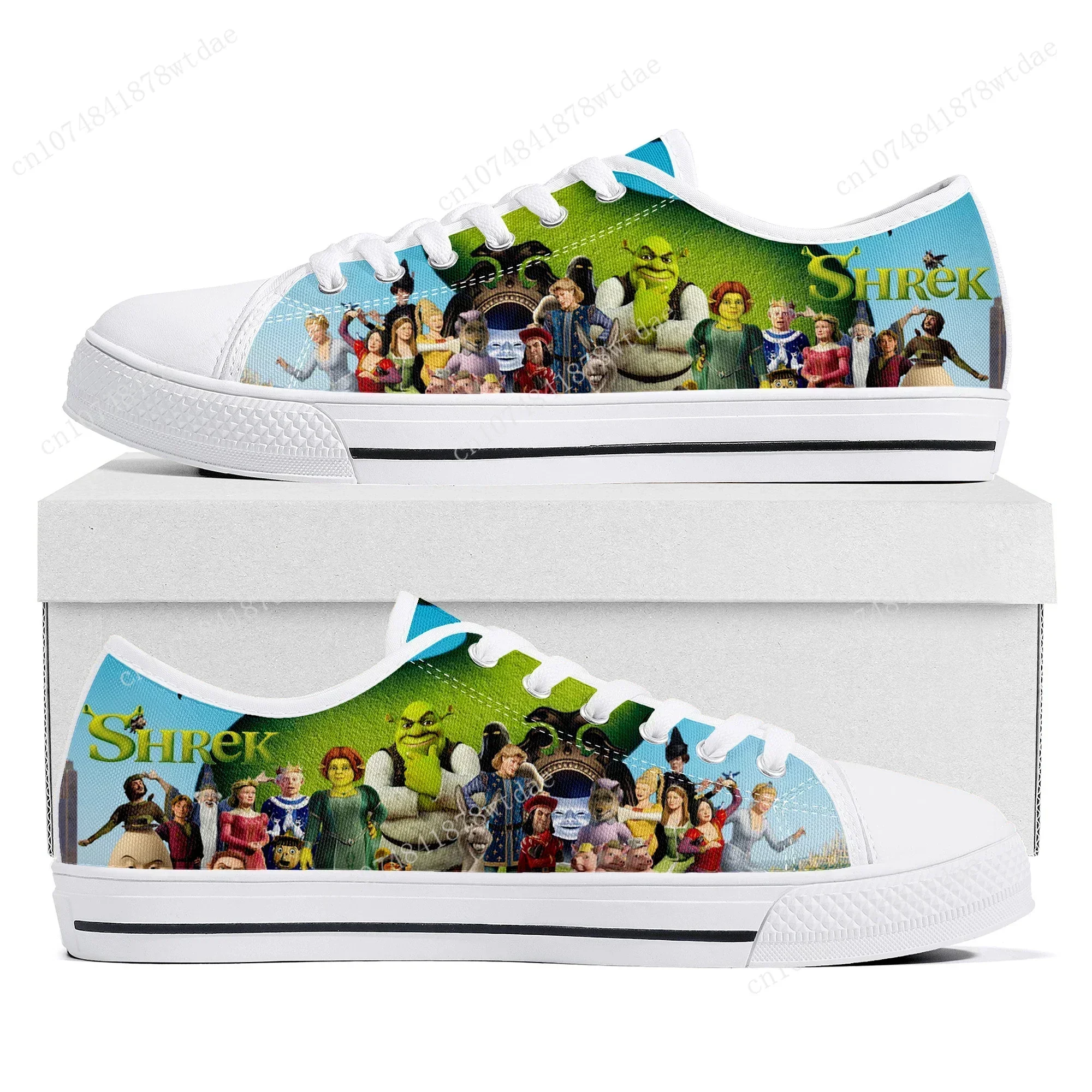 S-Shrek Low Top Sneakers Womens Mens Teenager High Quality Canvas Sneaker Couple Anime Cartoon Comics Manga Custom Made Shoes