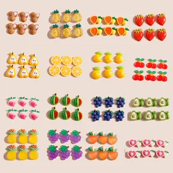Leslie 10pcs Resin Fruits Charms Cute Mini Apple Cherry Avocado Banana Flat Back Cabochons for DIY Hairpin Headwear Decoration