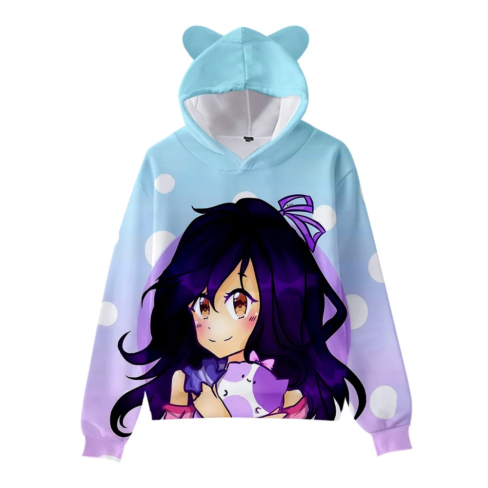 Aphmau-Sudadera con capucha de dibujos animados para hombre y mujer, suéter con orejas de gato Kawaii Harajuku, ropa de calle de Anime, jerséis de Hip Hop, sudaderas lindas informales