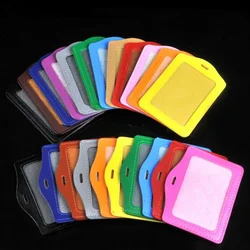 PU Casual Simple Translucent Card Sleeve Horizontal Vertical Leather Worker Card Student ID Holders Card Cover Office Supplies