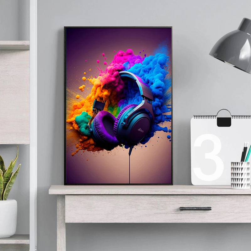 Colorful Neon Art Game Console Poster Abstract Canvas Painting Graffiti Wall Art For Gamer Bedroom Home Decoration Gift No LED