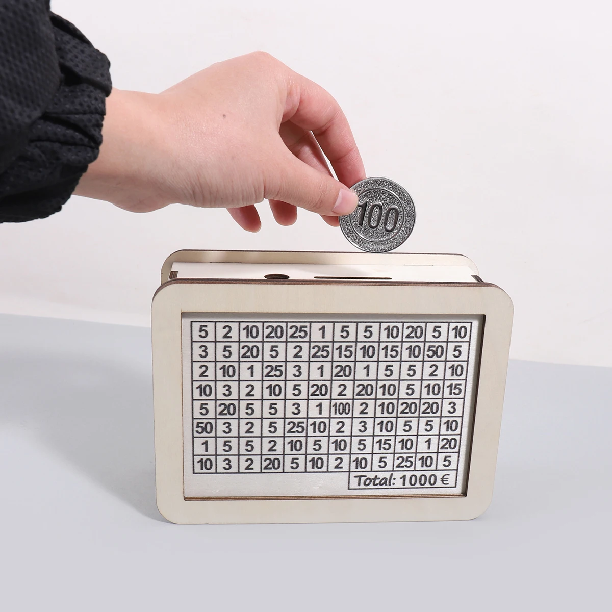 1 قطعة صندوق المال اليورو بلون الخشب الرجعية ، صندوق إيداع النقود المنزلية ، الأزواج لتحدي صندوق تخزين توفير المال ديكورات سطح المكتب