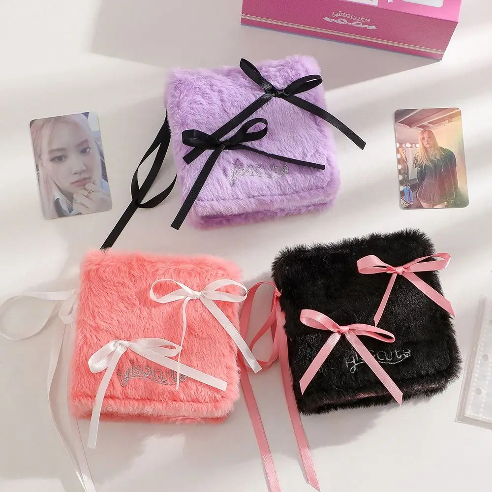 Korean version ballet style A8 plush album girl a gong lattice ribbon bow card book Polaroid three inch storage book