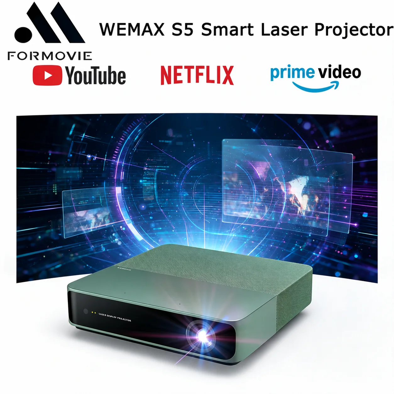 Formovie WEMAX S5 Mini Laser Projector Full HD 1080P Portable Beam Home Theater Linux System Smart TV Projector with Dolby Audio