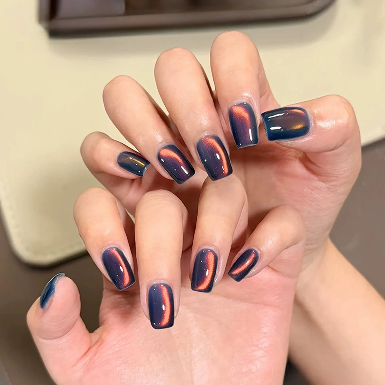 1-12pcs WS Autumn Winter Nails Sea Sunset Amber Blue Gold Linght Crystal Glass Bead Cat Eye Gel Nail Polish Nail Salon Home DIY image 5