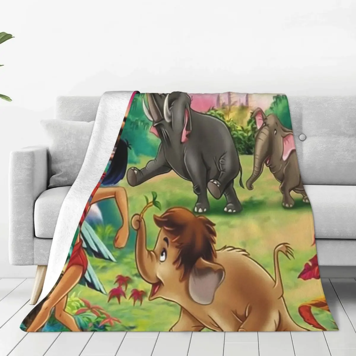 Baloo And Mowgli The Jungle Boo Blankets Fleece Portable Sofa Throw Blankets For Home Bedroom Office Throws Bedspread Quilt