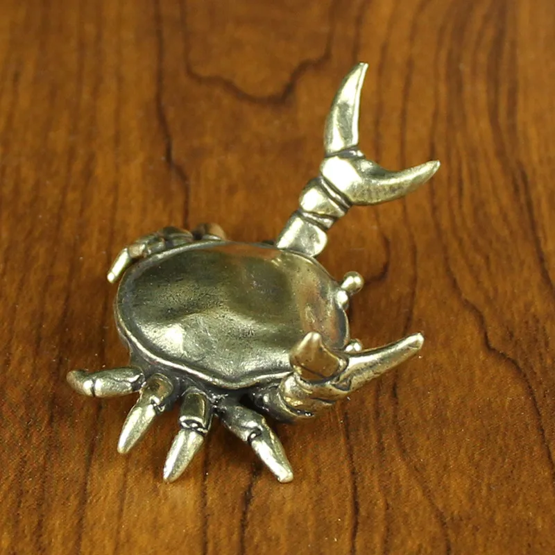 1Pc Brass Weightlifting Crab Ornaments Office Pen Holder Pure Copper Metal Crafts Creative Bronze