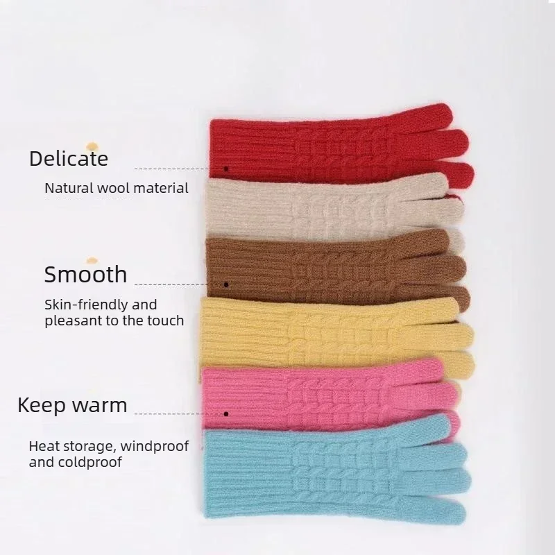 Winter Thermal Gloves Men Three-dimensional Pattern Extended Women Cycling Gloves Fleece Thickened Touch Screen Gloves Women