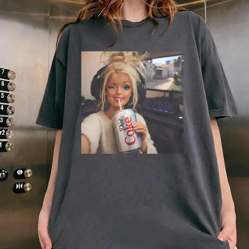 Camiseta con diseño de meme de Coca-Cola Doll Face, camiseta divertida con diseño de muñeca, regalo extraño ofensivo, camiseta holgada y transpirable de verano para hombres y mujeres