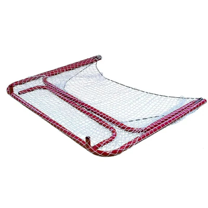 Standard Folding Ice Hockey Goal Steel & Nylon Red White with Bag
