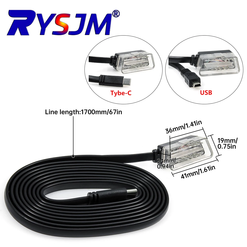 Car Head Up Display Cable Type-C/USB Connecting Cable For HUD OBDII HUD Adapter Obd2 Cable Wire Diagnosis Tool Switch