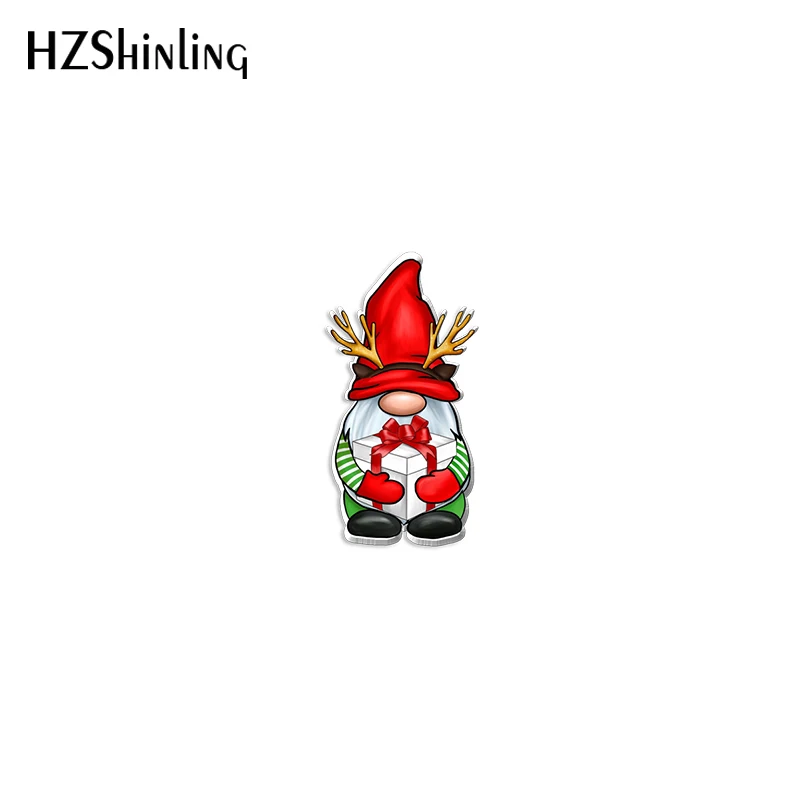 2022 New Christmas Gnome Acrylic Lapel Pin Merry Christmas Epoxy Butterfly Clasp Pin Handmade Butterfly Brooch