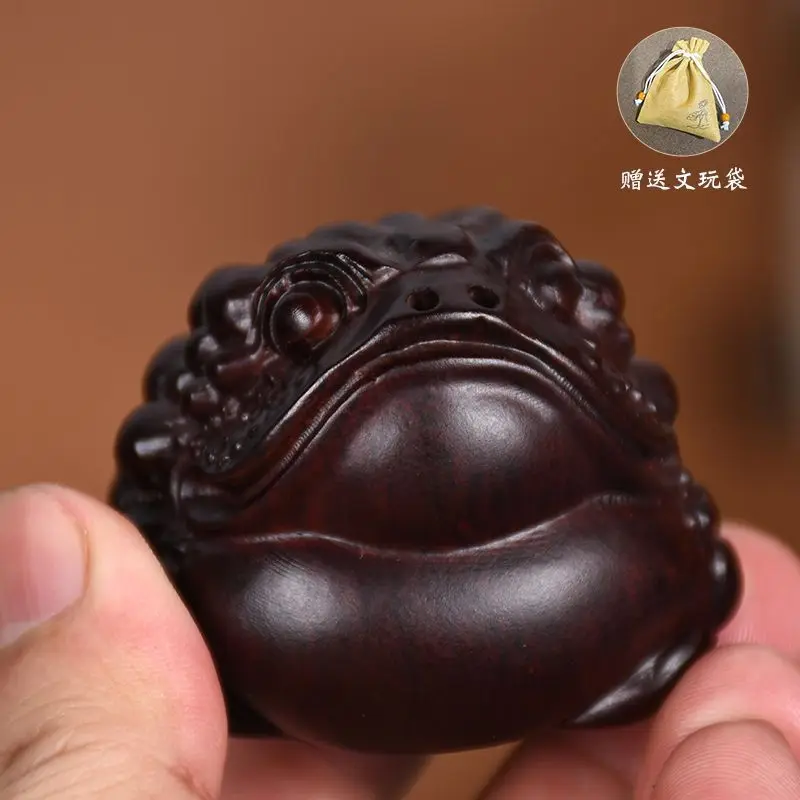 Ebony Solid Wood Carving Handicrafts Golden Toad Lucoring Handicraft Pieces Plate Play Culture Play Health Care Collection Gifts